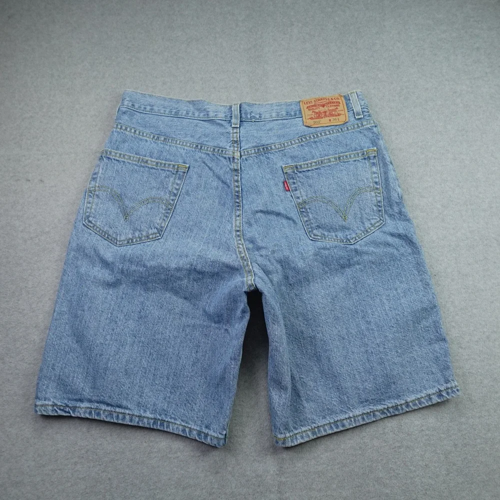 Levis 550 Shorts Mens 36 Blue Relaxed Fit Denim Jean Cutoff Casual